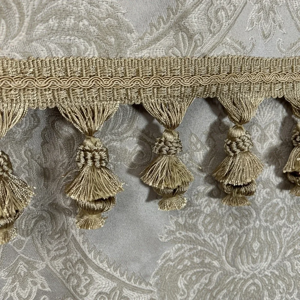 CROSCILL CARLISLE GOLD FABRIC SHOWER CURTAIN 70 X 73 VALANCE FRINGES 1414